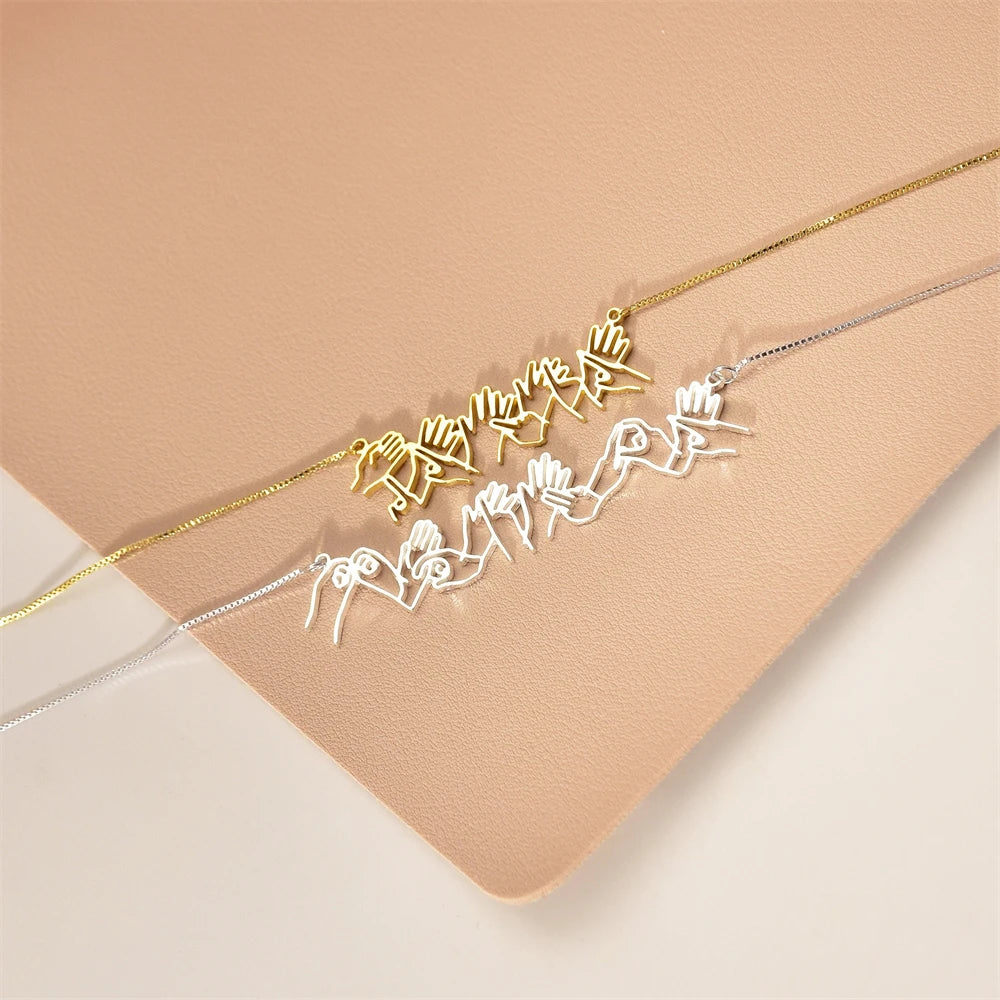Personalized BSL Name Necklace – Custom Sign Language Pendant