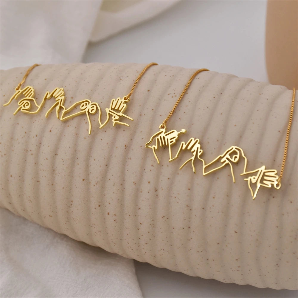 Personalized BSL Name Necklace – Custom Sign Language Pendant