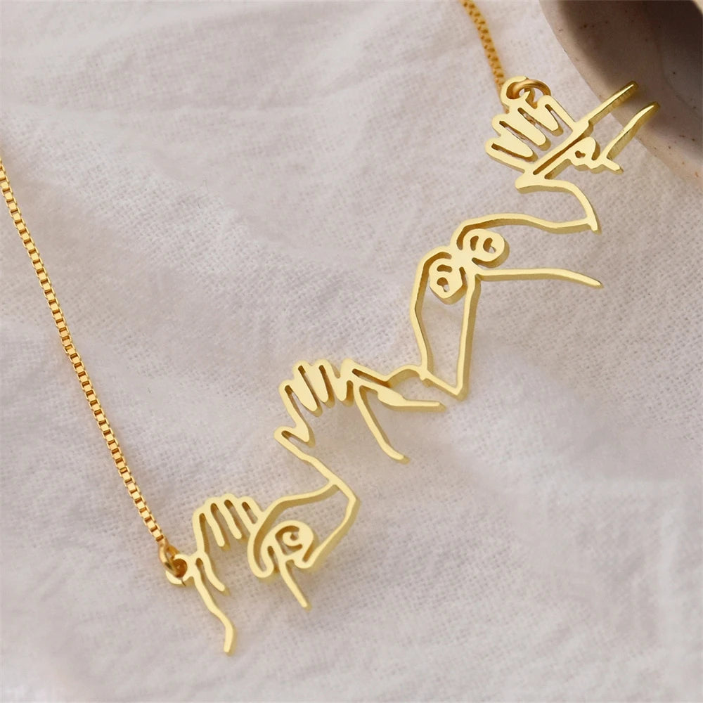 Personalized BSL Name Necklace – Custom Sign Language Pendant